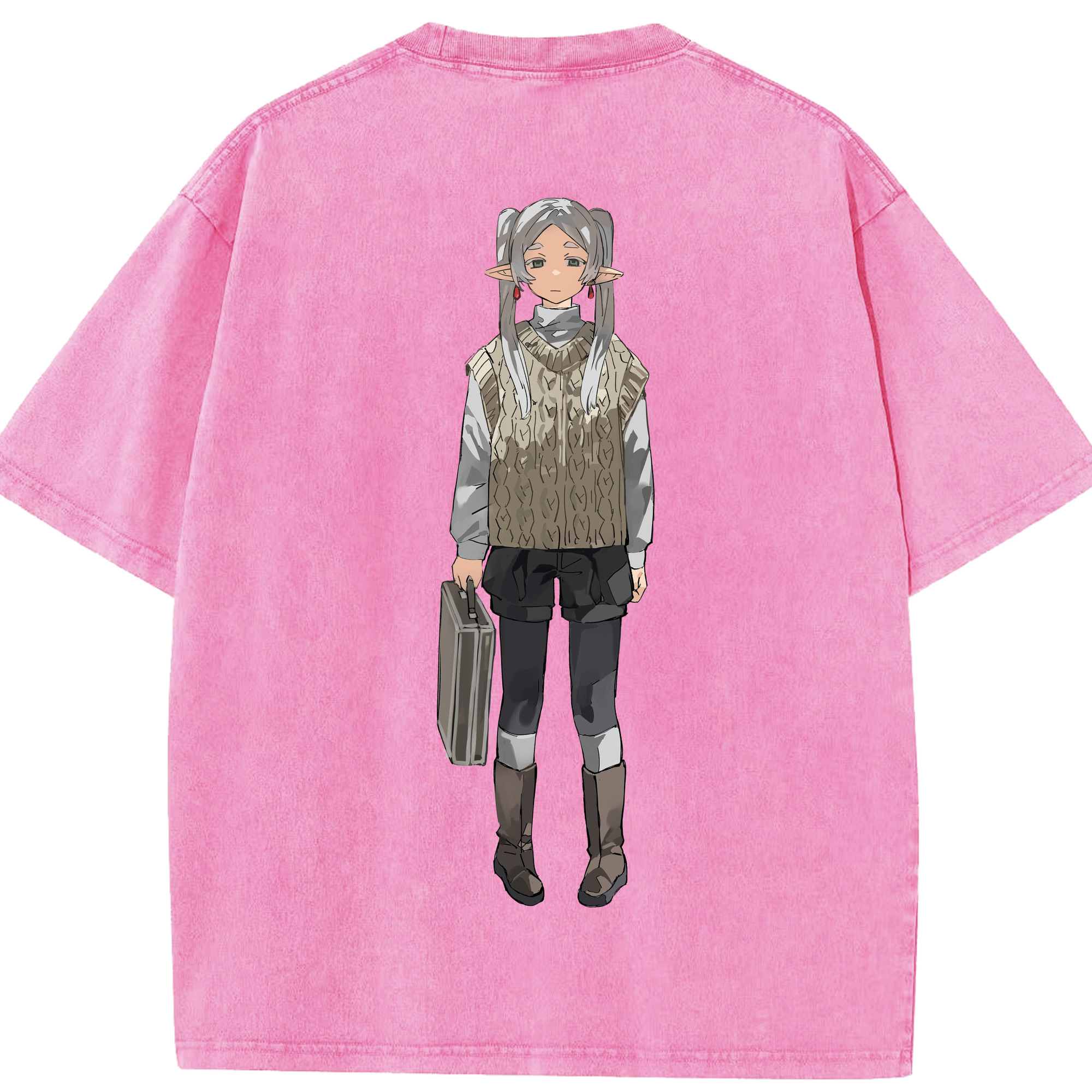 （画像用） 葬送のフリーレン Frieren 綿100% ヴィンテージ風 半袖Tシャツ（背面プリント）
